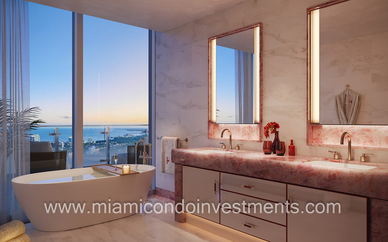 primary bathroom at Faena Residences Miami