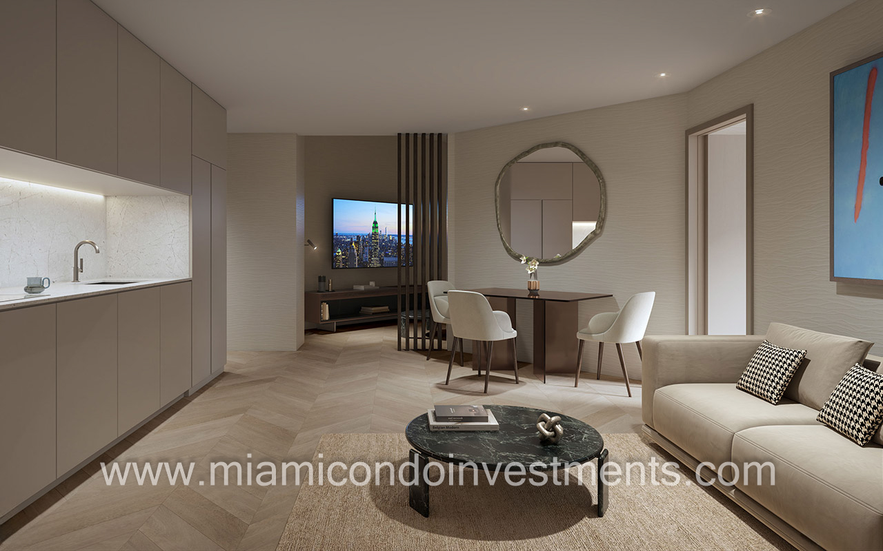 One Twenty Brickell living room