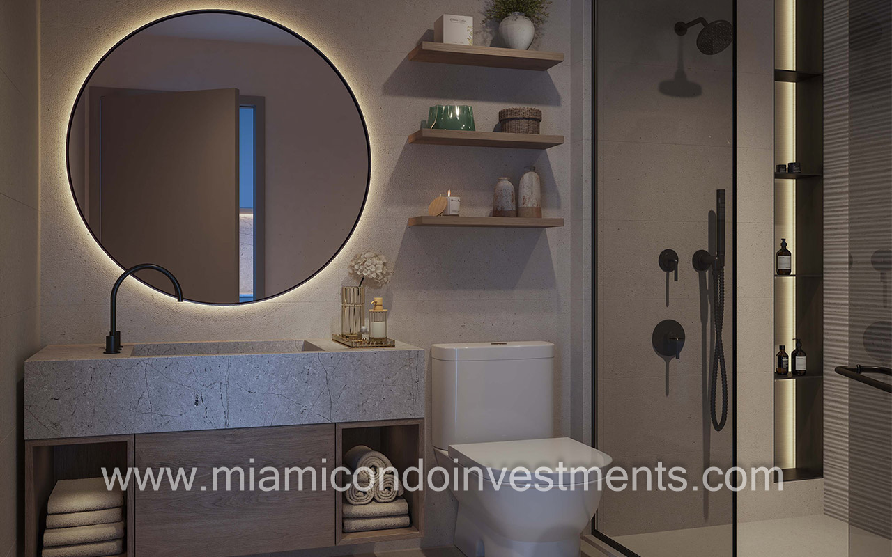 One Twenty Brickell studio bathroom