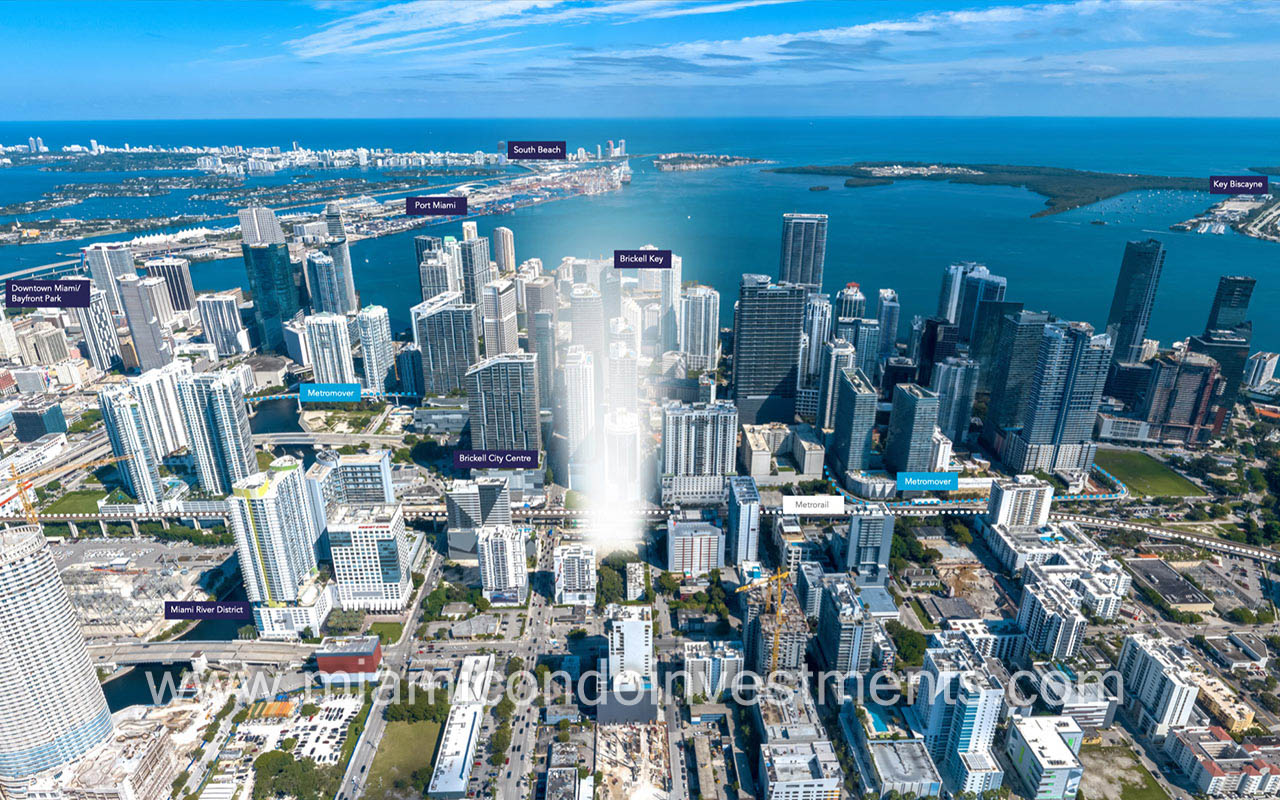 One Twenty Brickell aerial view