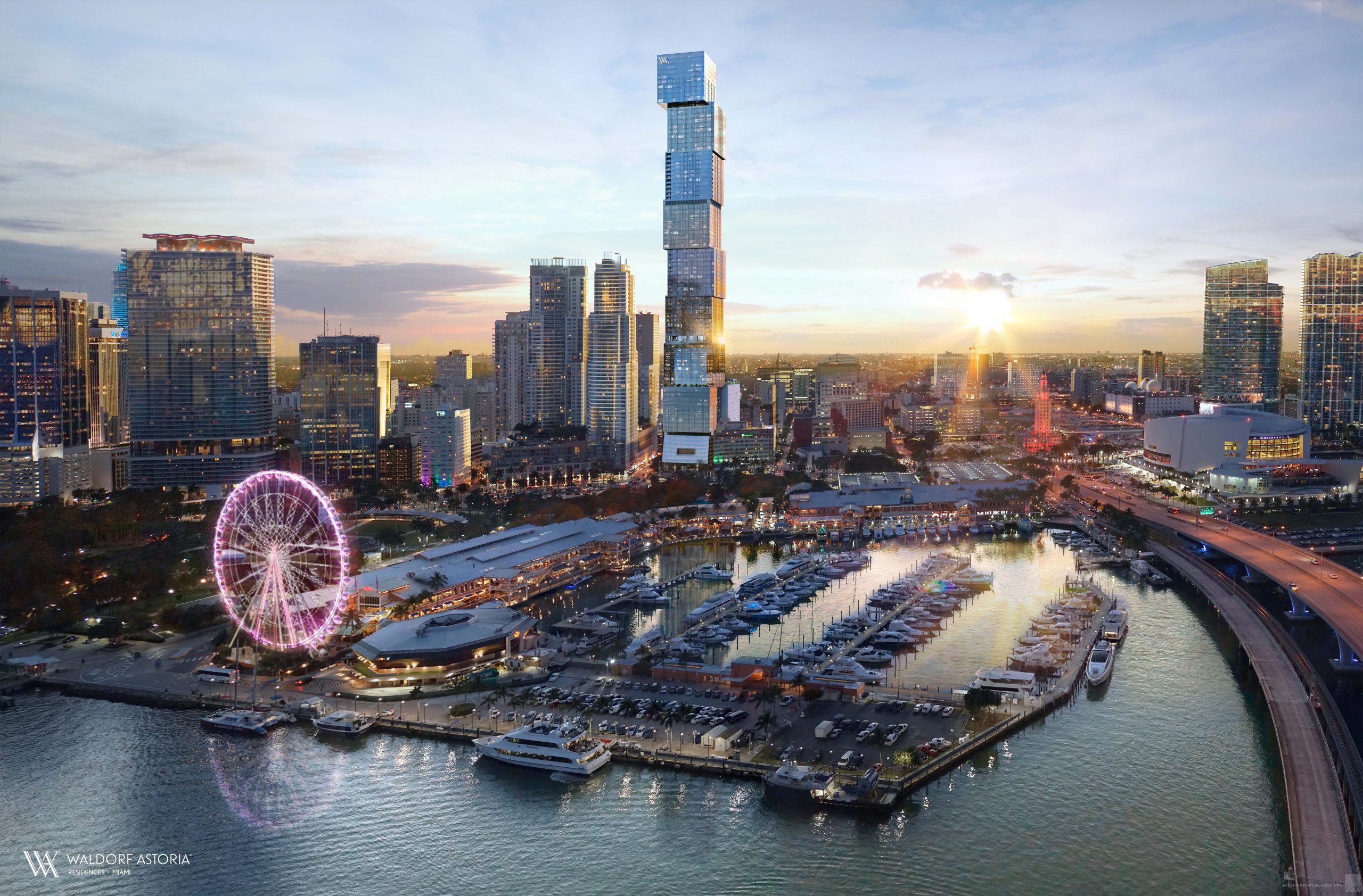 Waldorf Astoria Residences Miami aerial rendering