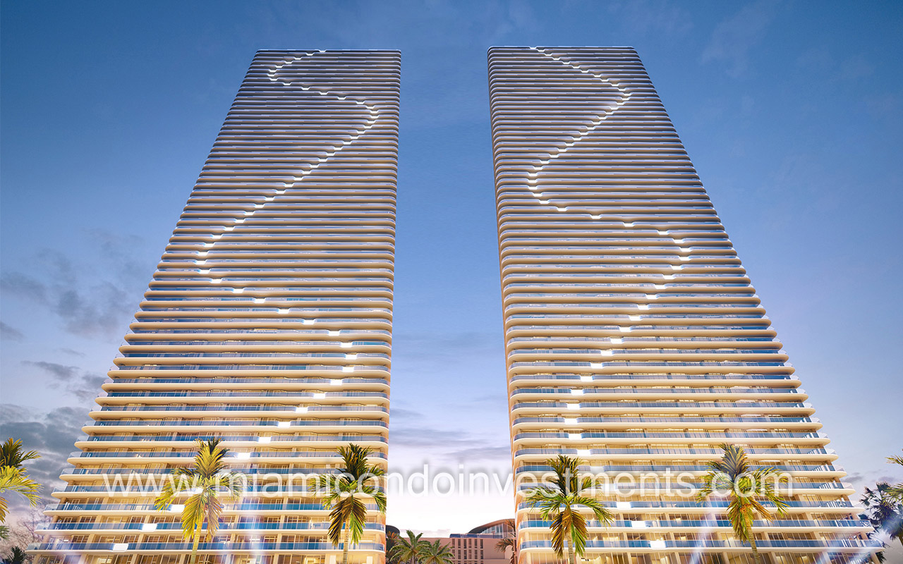 Aria Reserve twin towers 62 stories