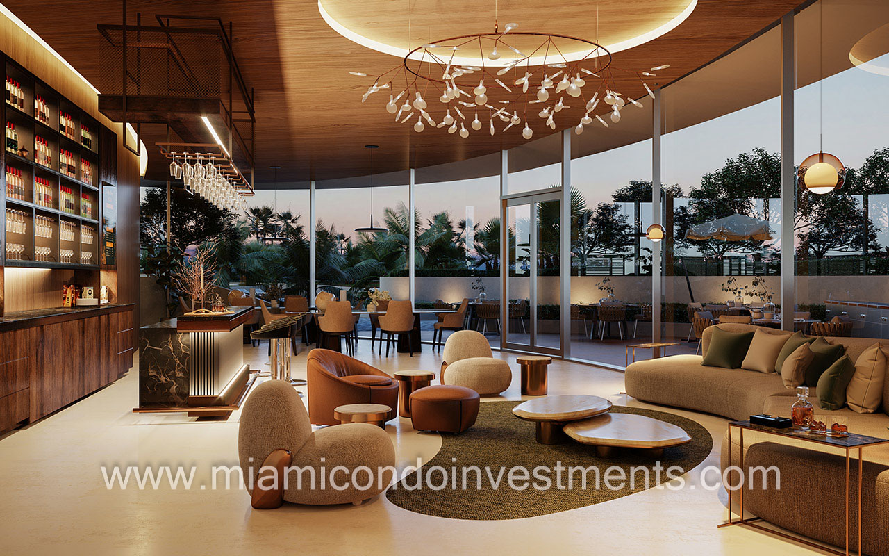 Aria Reserve Miami party room with patio