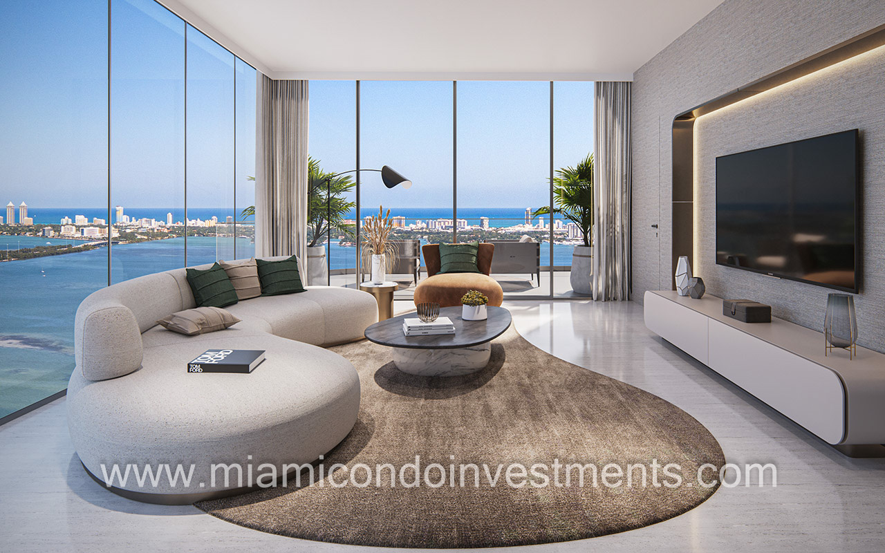 Aria Reserve South living room water views