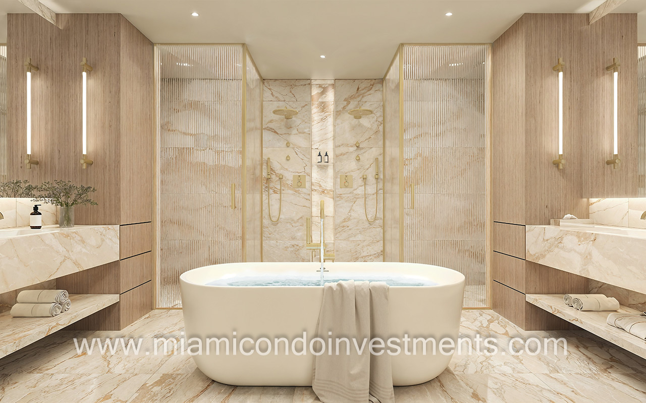 penthouse primary bathroom at Tula Residences