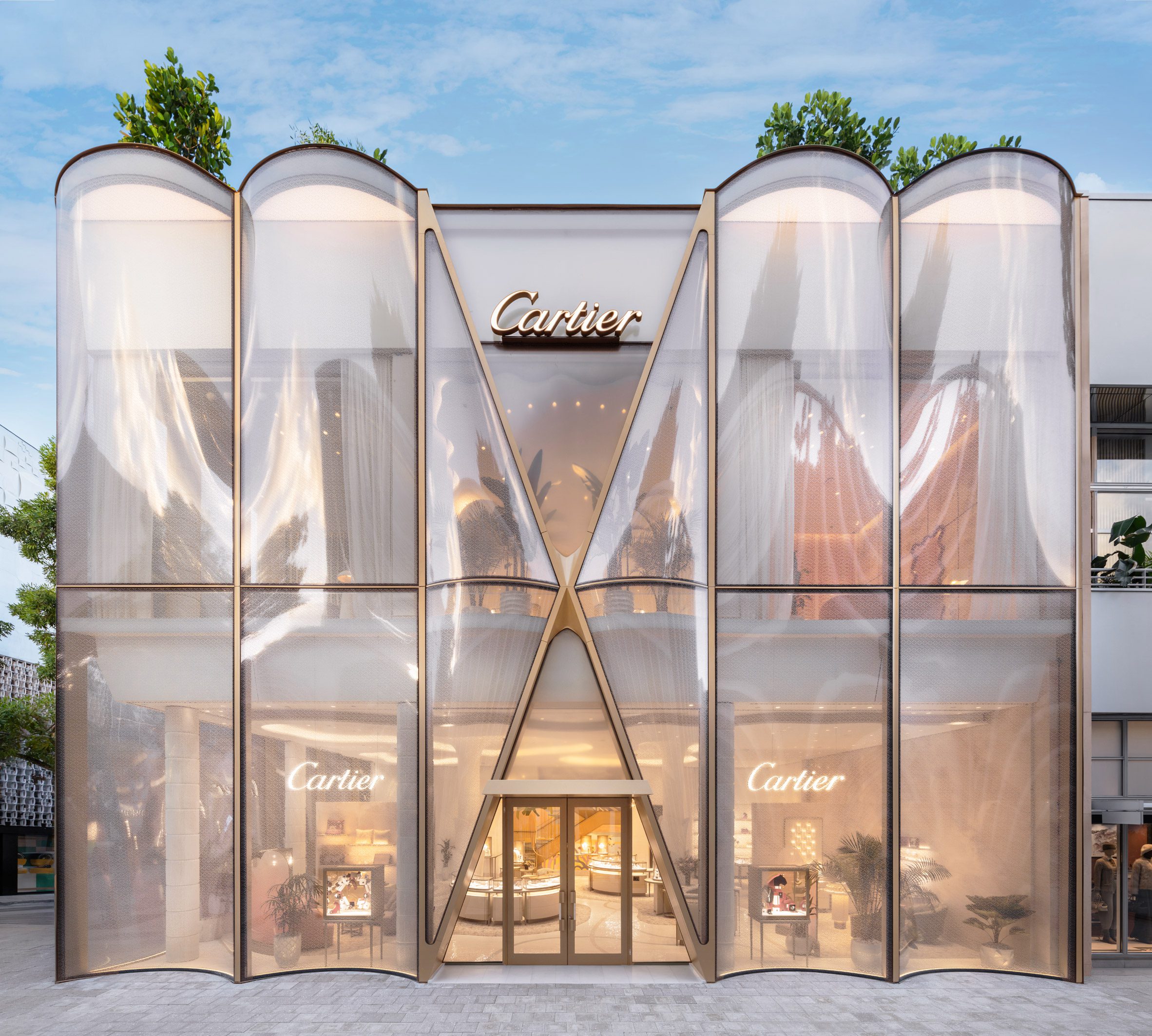 exterior of the newly designed Cartier store in the Miami Design District