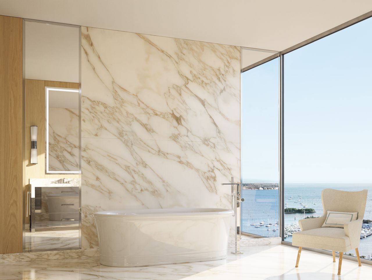 primary bathroom view from Four Seasons Residences Miami