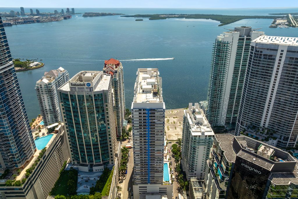views of Biscayne Bay from condos in Brickell