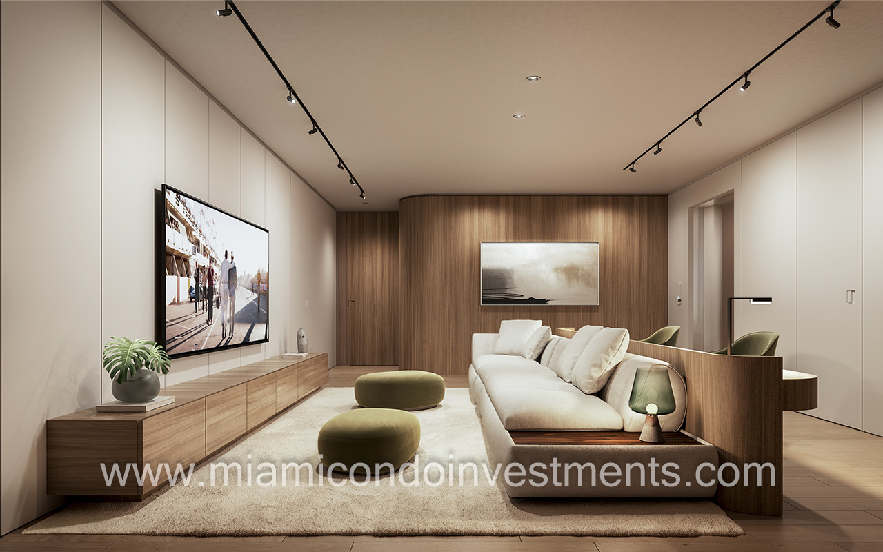 media room in the penthouses at Colette