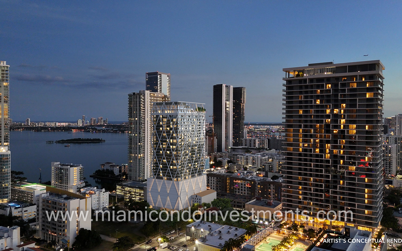 evening view of HQ Residences Miami