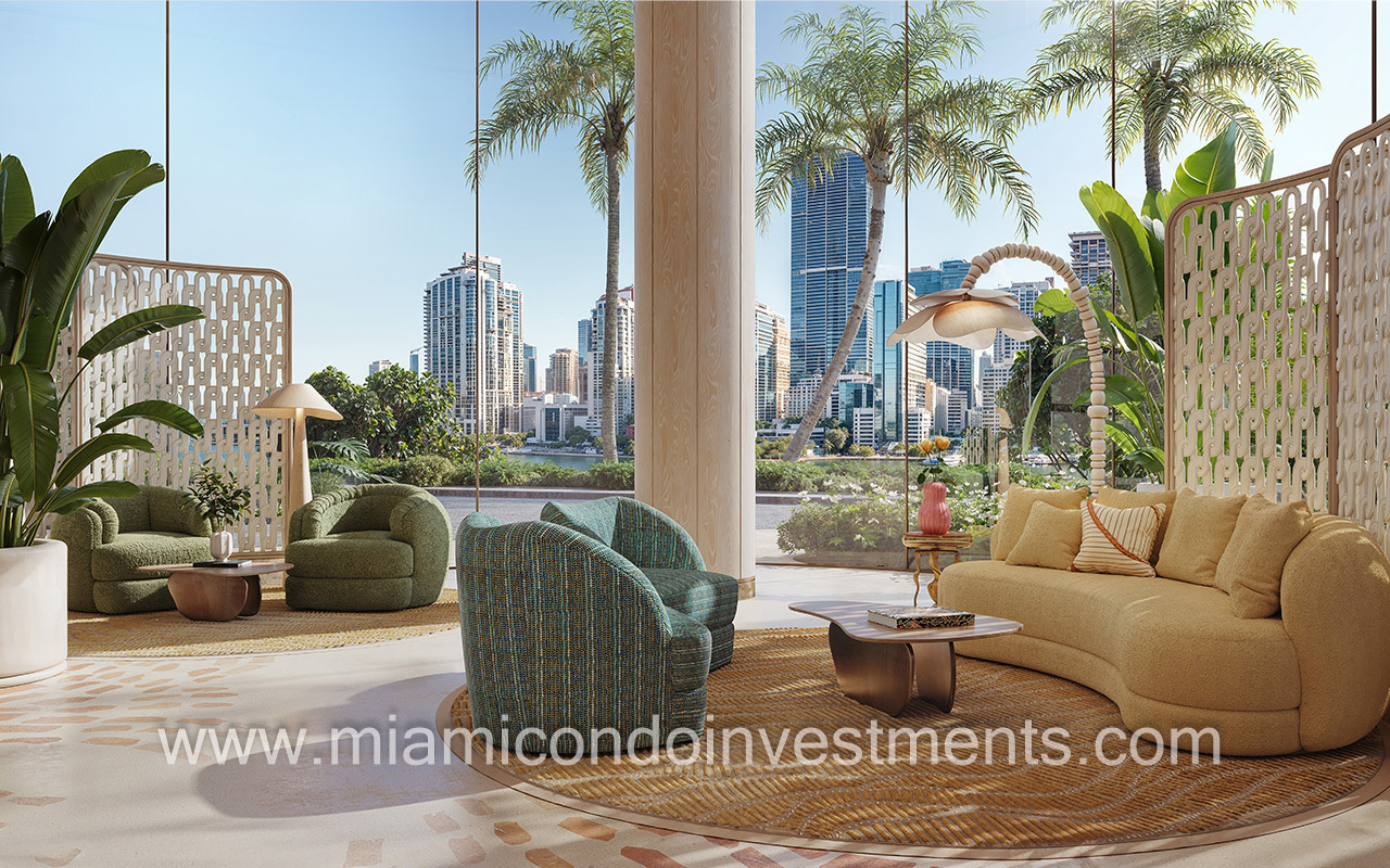 residential lobby at Mandarin Oriental Miami Hotel