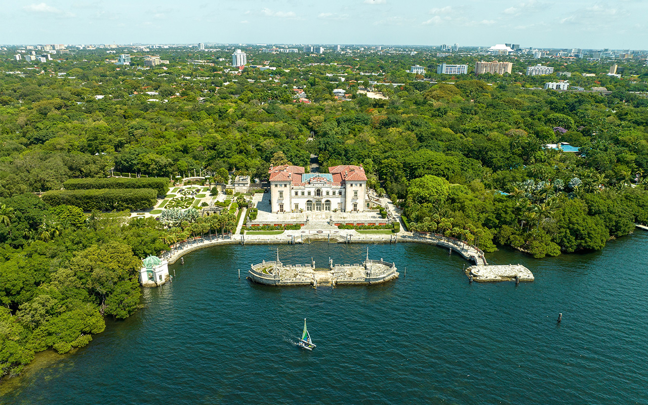 Vizcaya Museum  Gardens along Biscayne Bay in Miami FL
