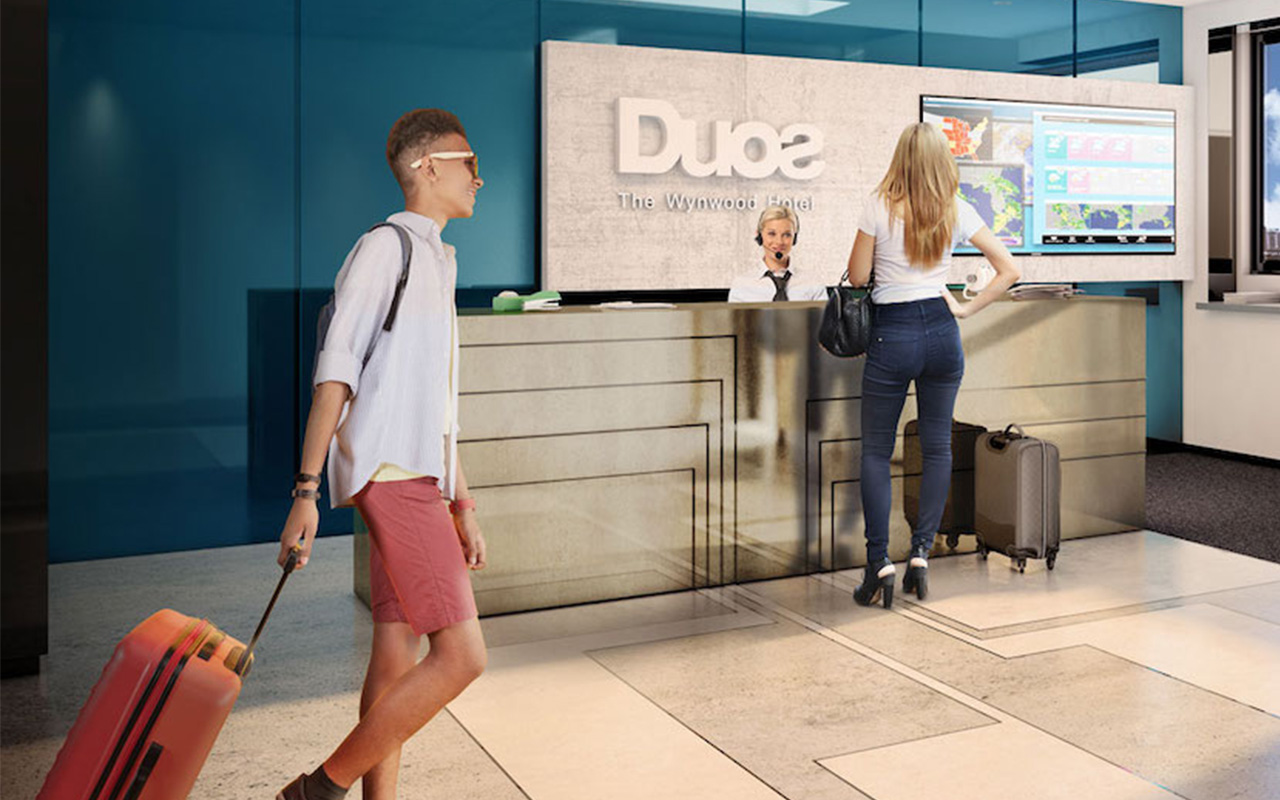 DUOS Wynwood hotel lobby rendering