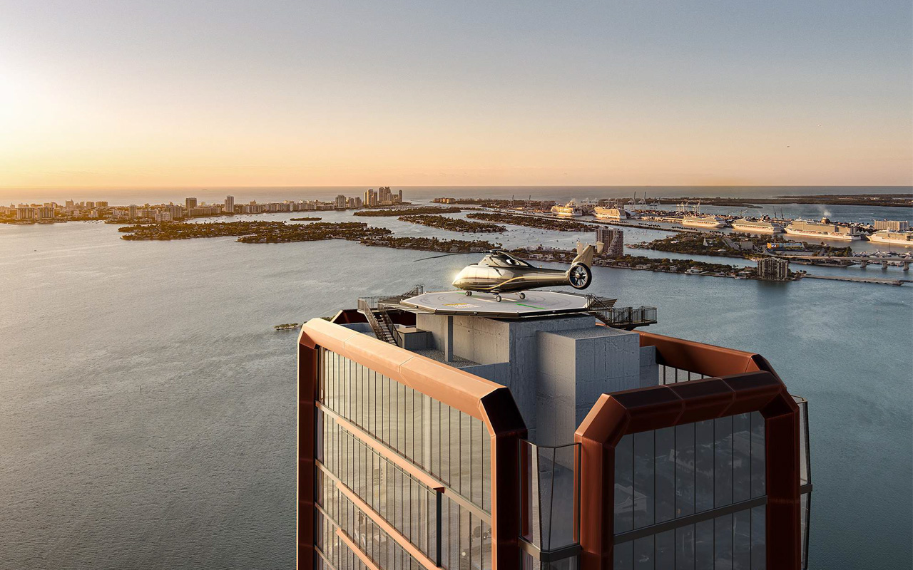 rooftop helipad at Villa Miami