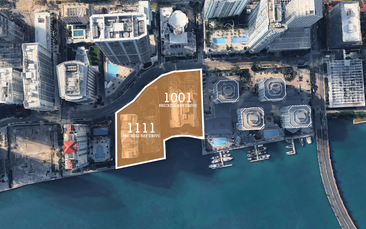 1001 and 1111 Brickell Bay Drive historic land acquisition in Brickell