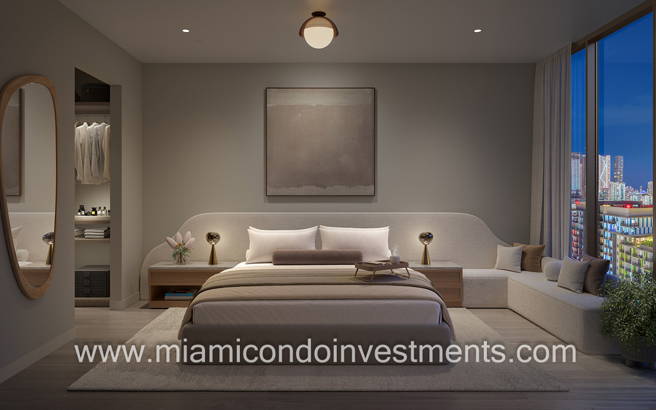 primary bedroom at Frida Kahlo Wynwood Residences