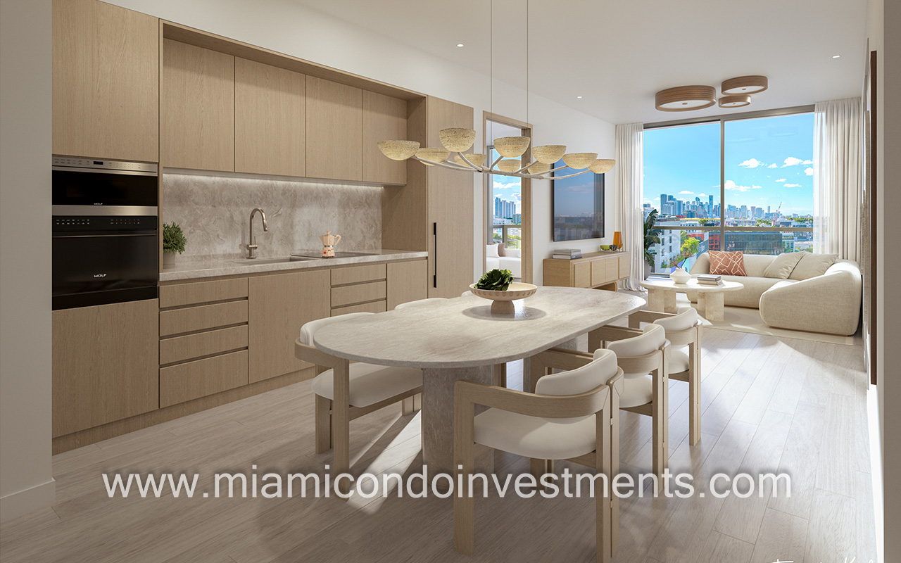 kitchen and living room at Frida Kahlo Wynwood Residences