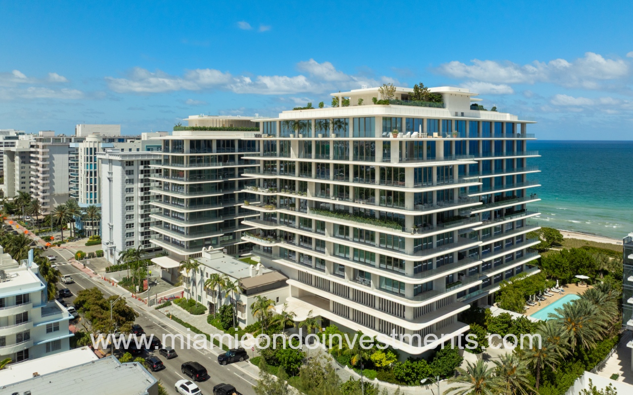 Seaway at the Surf Club drone angle view closeup of condo building exterior and street