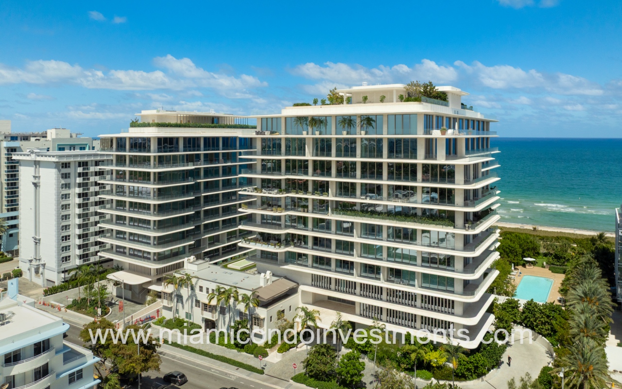 Seaway at the Surf Club drone angle view closeup of front of condo building