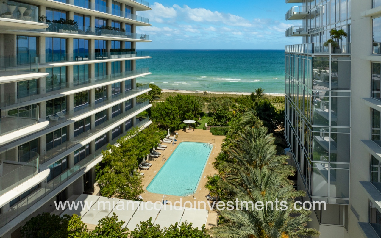 Seaway at the Surf Club drone view overlooking pool area