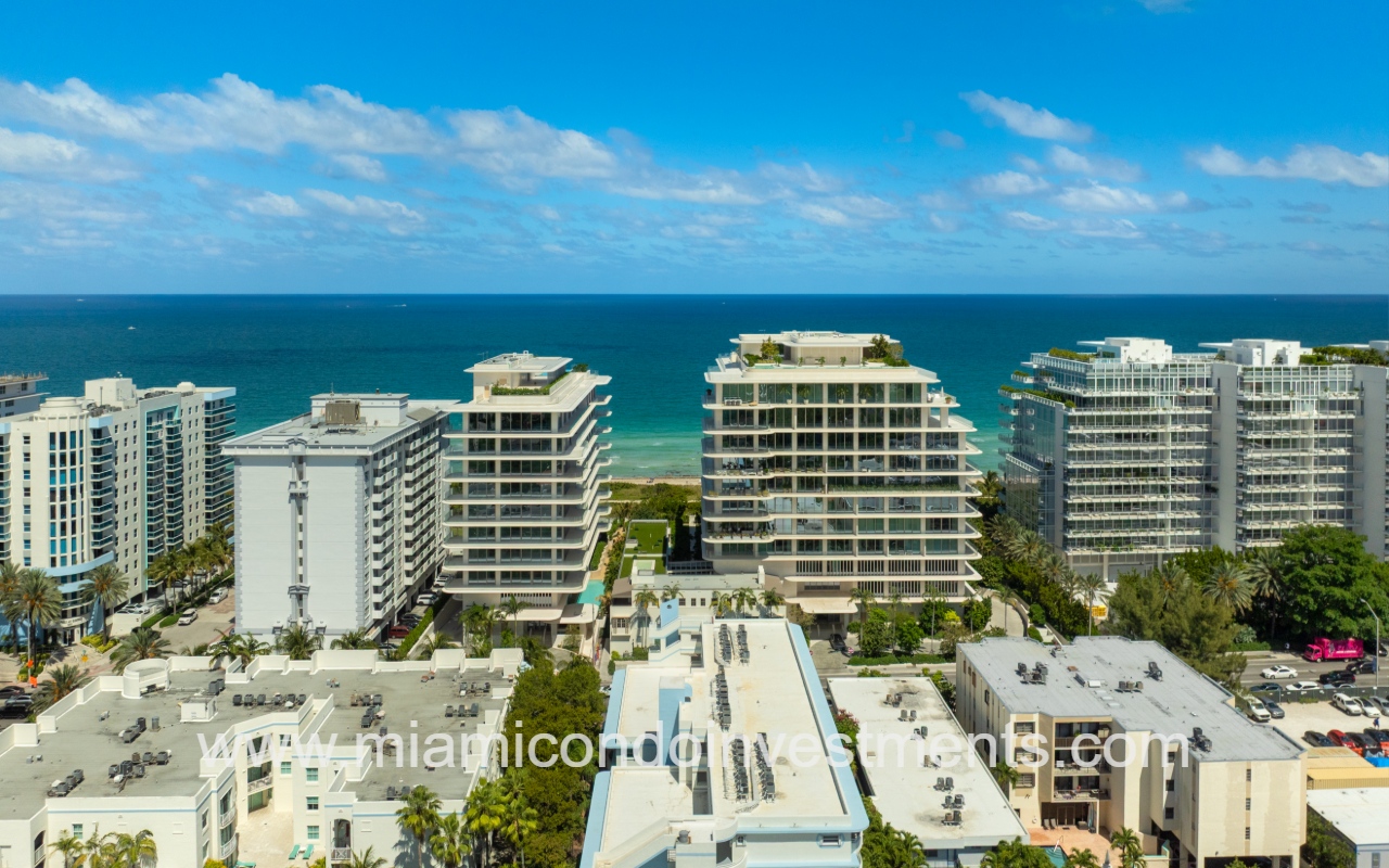Seaway at the Surf Club drone facing condo building on the beach