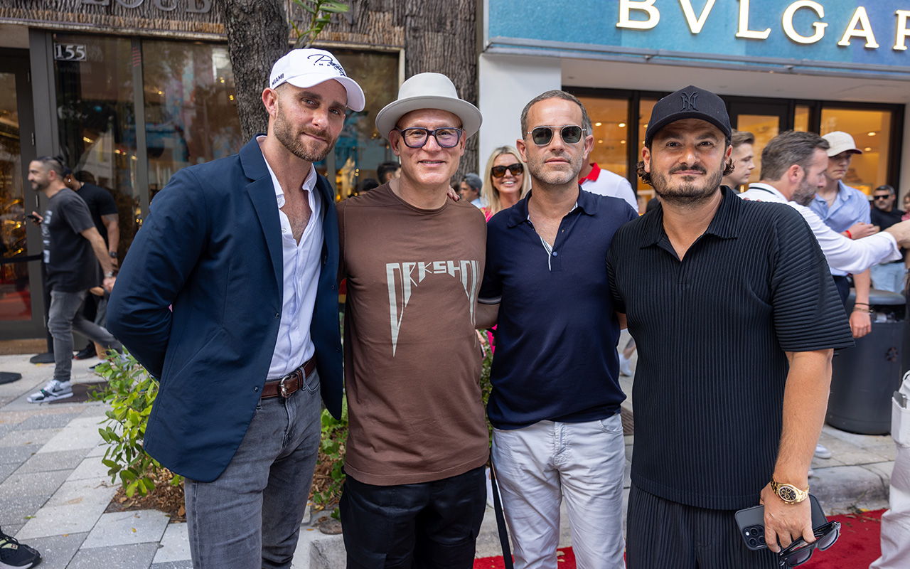 Brett David, Craig Robins, Ronnie Vogel, and John Temerian Jr. at the Miami Concours