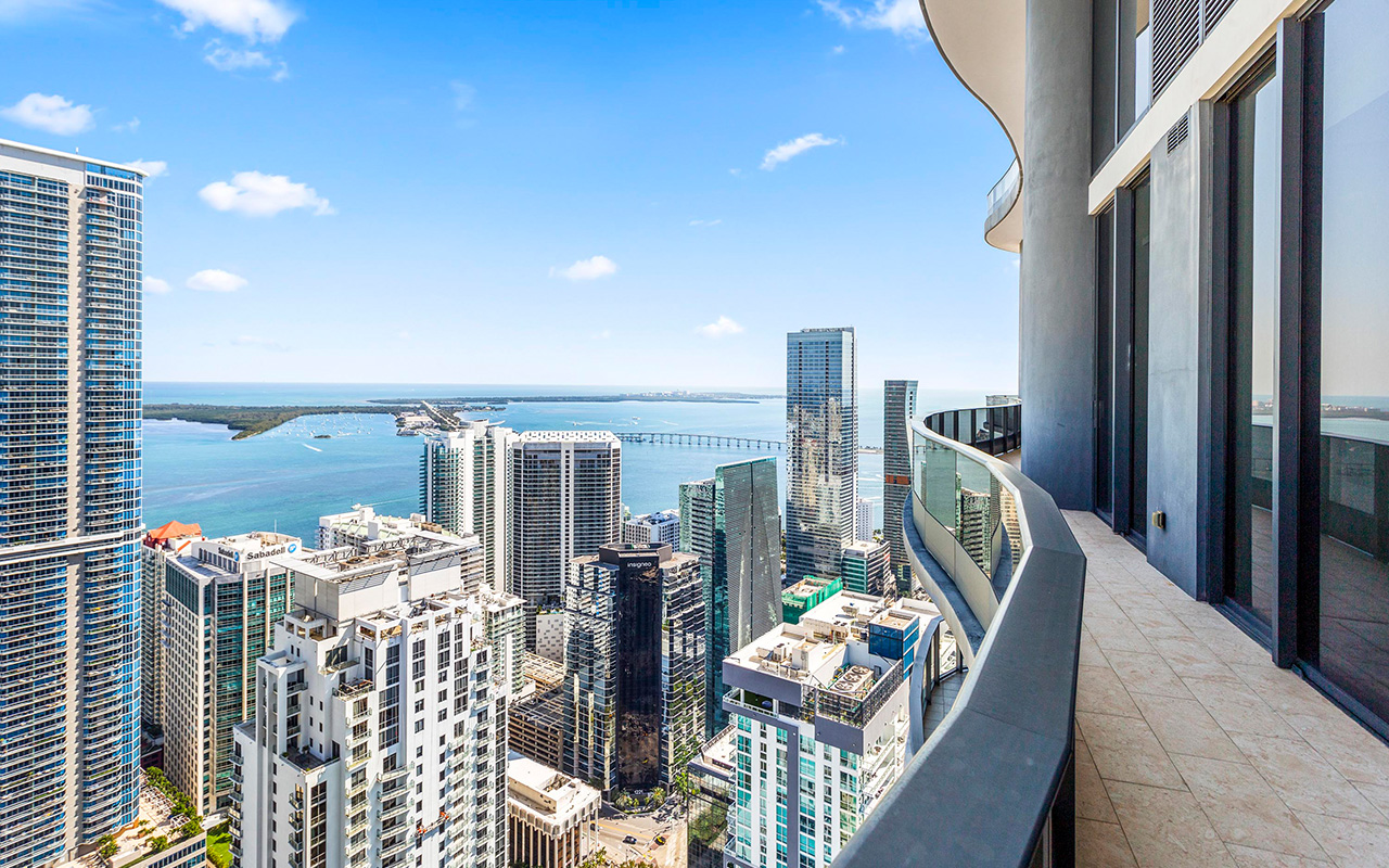 Brickell Flatiron penthouse with double-height ceilings