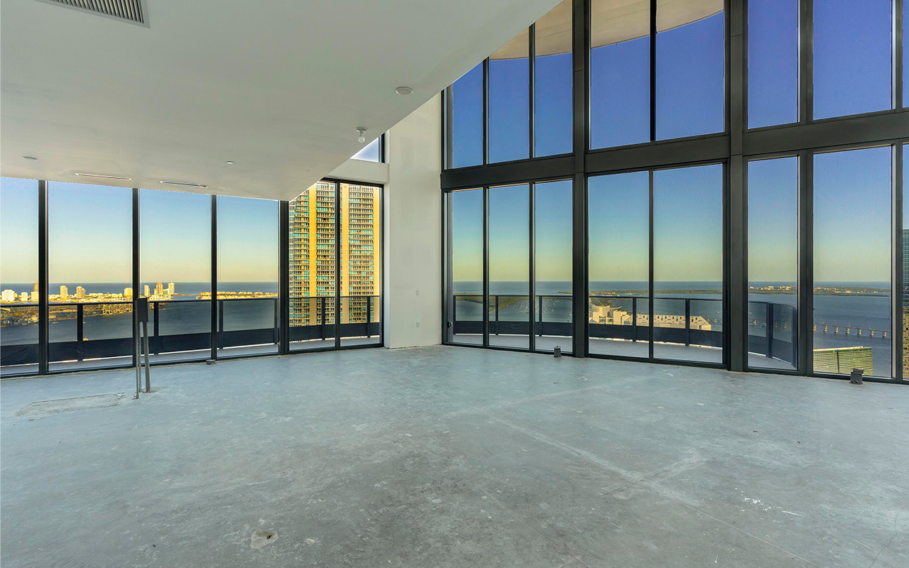 Brickell Flatiron triplex penthouse living area