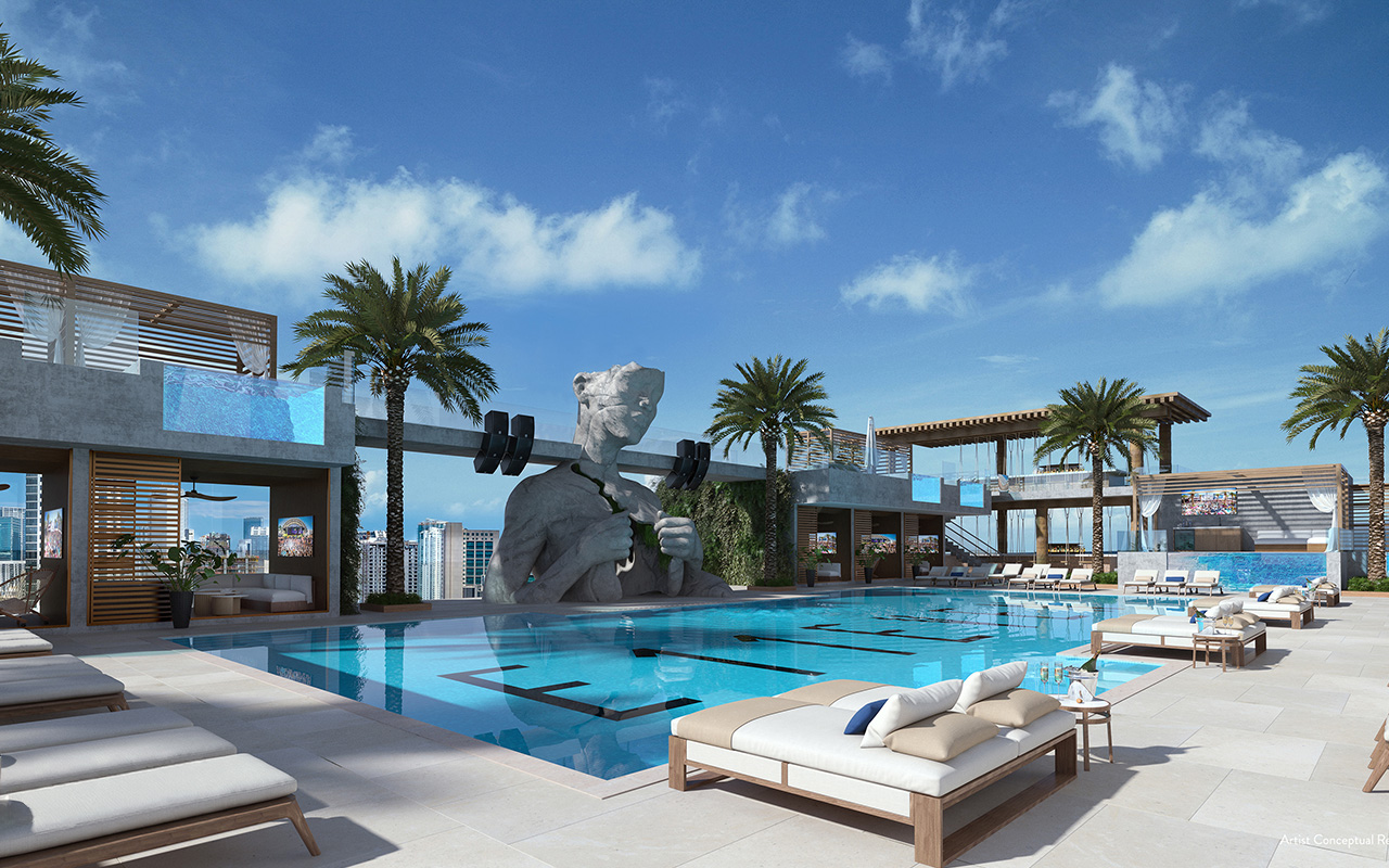 20000 square foot day club at E11EVEN Hotel  Residences