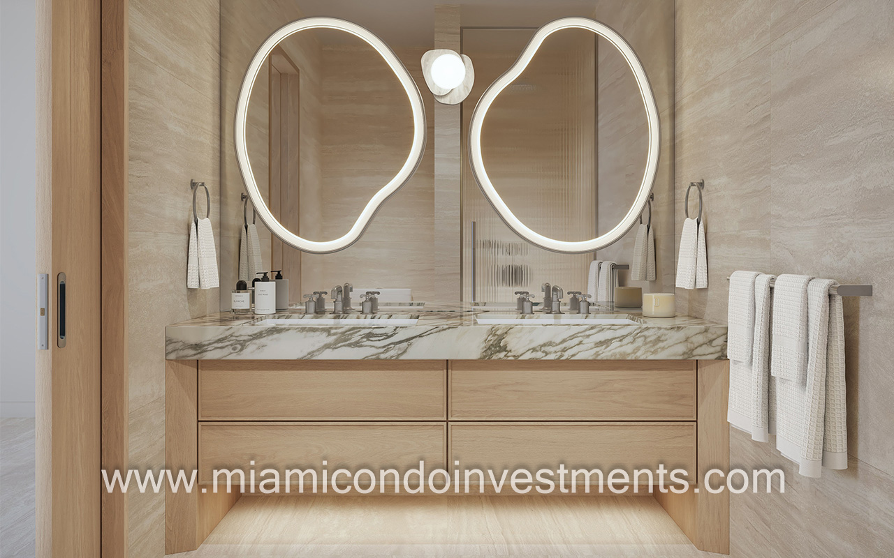 Delano Residences Miami primary bathroom