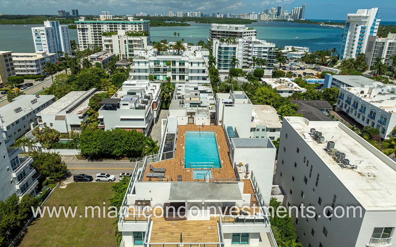 One Bay Harbor condos in Bay Harbor Islands building rooftop pool and bay view