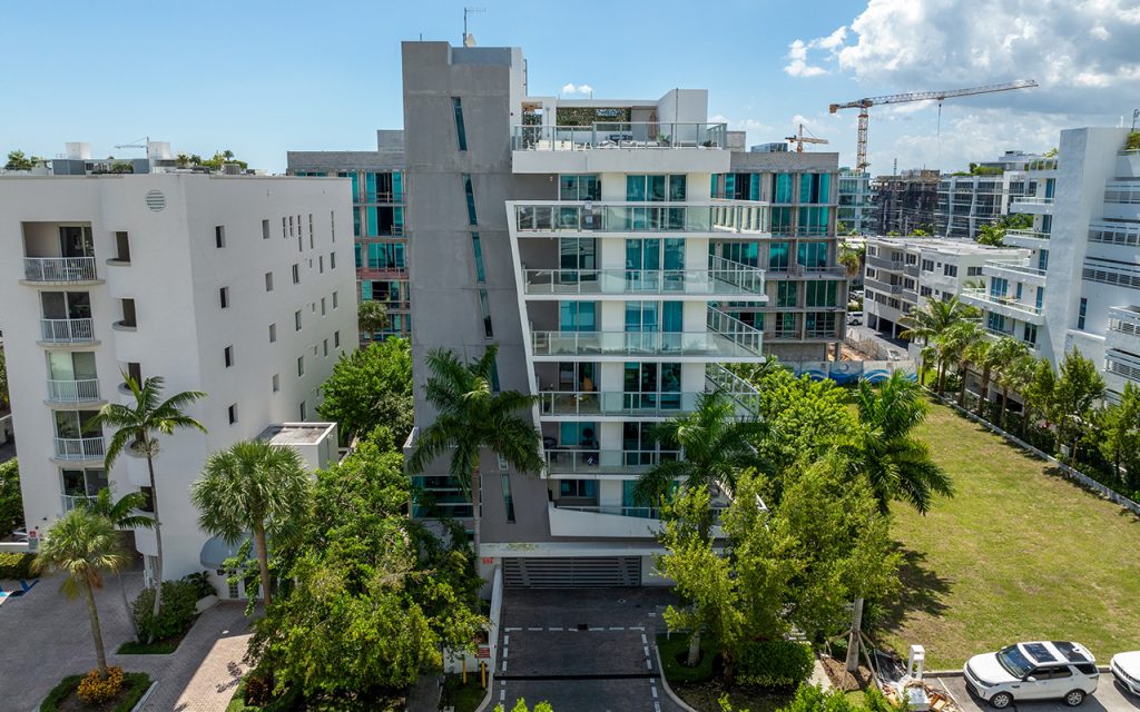 One Bay Harbor condos in Bay Harbor Islands facing front of building