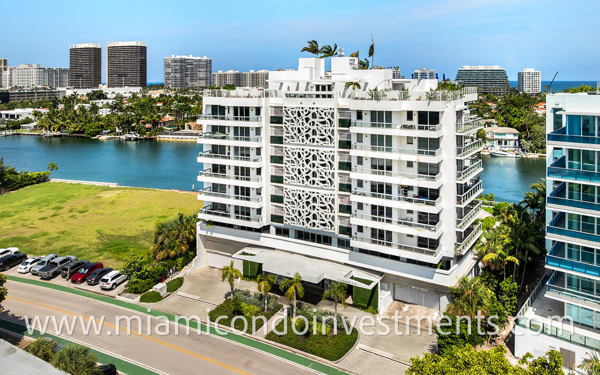 The Ivory condo in Bay Harbor Islands front closeup of building