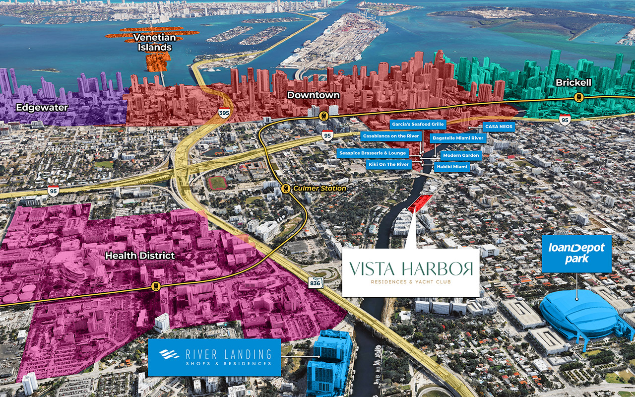 Vista Harbor Miami River map