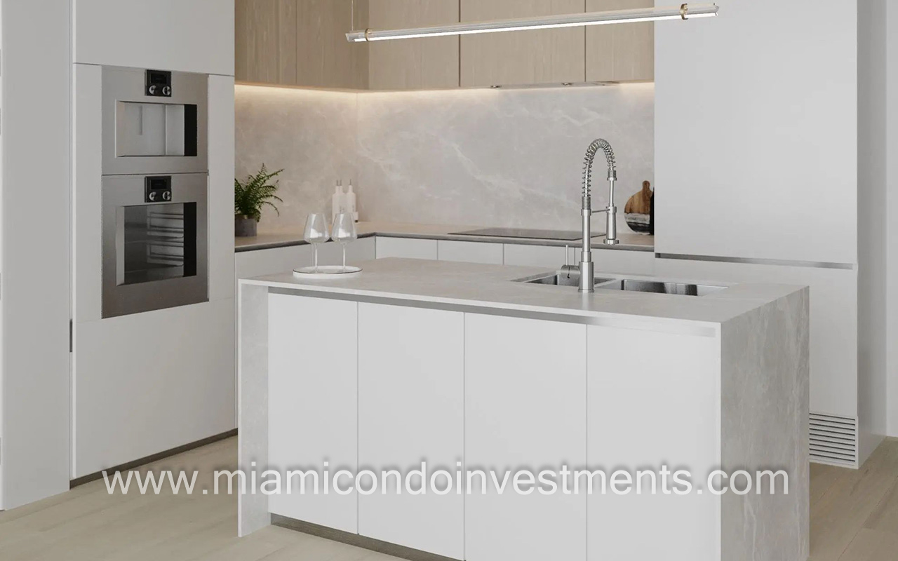 9900 West condominium kitchen with island