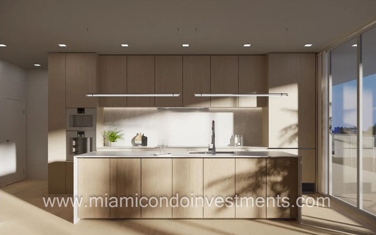 9900 West condominium full view of kitchen with island