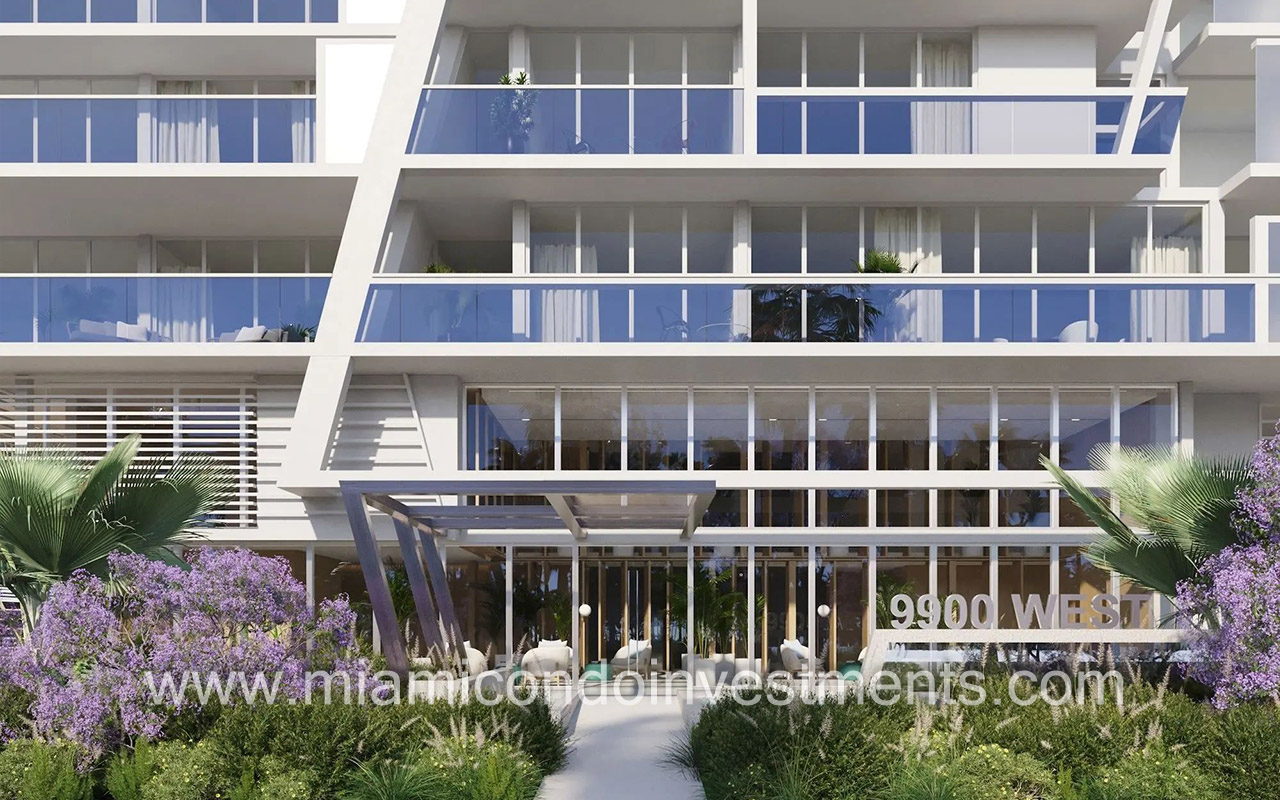 9900 West facing front of condo building