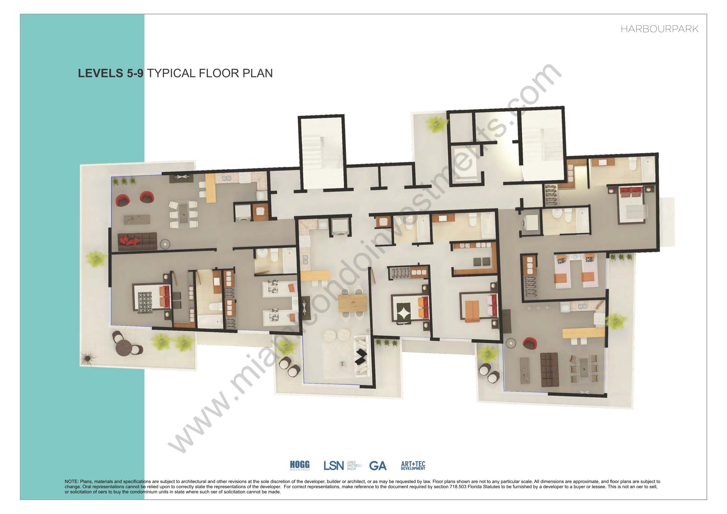Harbour Park site plan floors 5 to 9