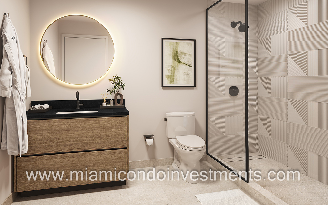 Nexo Residences condominium primary bath