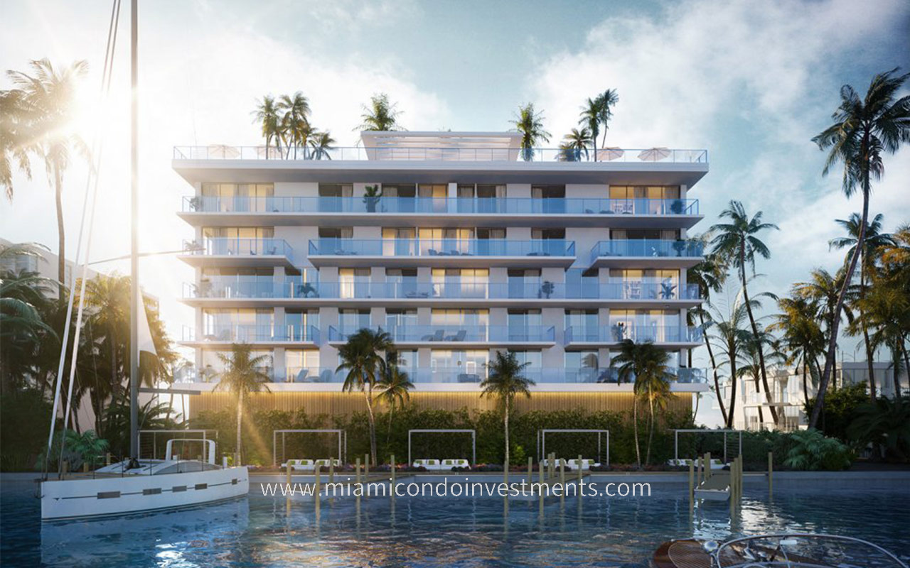 Origin Residences view of back of building and waterway