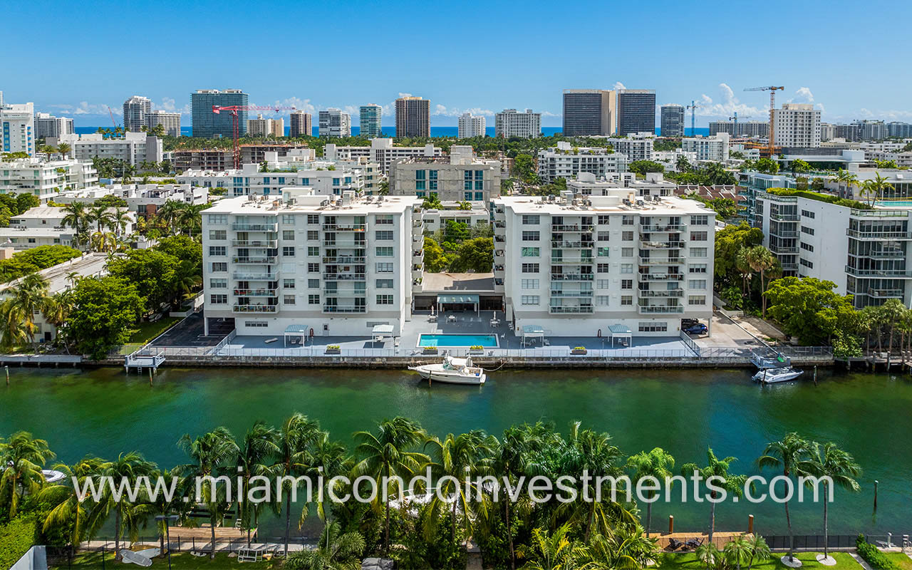 Ten Thousand Plaza drone of waterway and back of building with city view