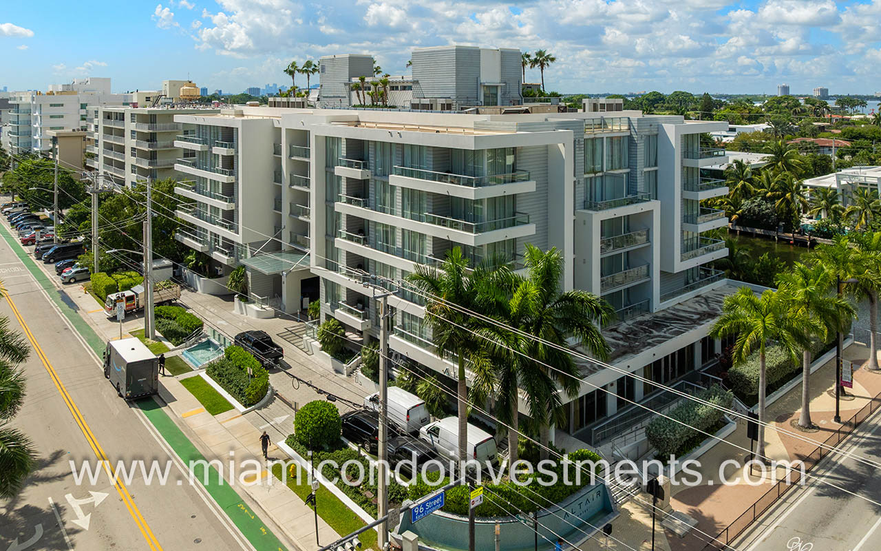 The Altair condo-hotel facing side angle of building closeup