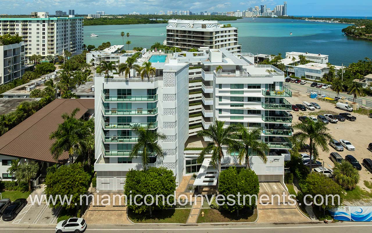 The Palms condos facing front of building