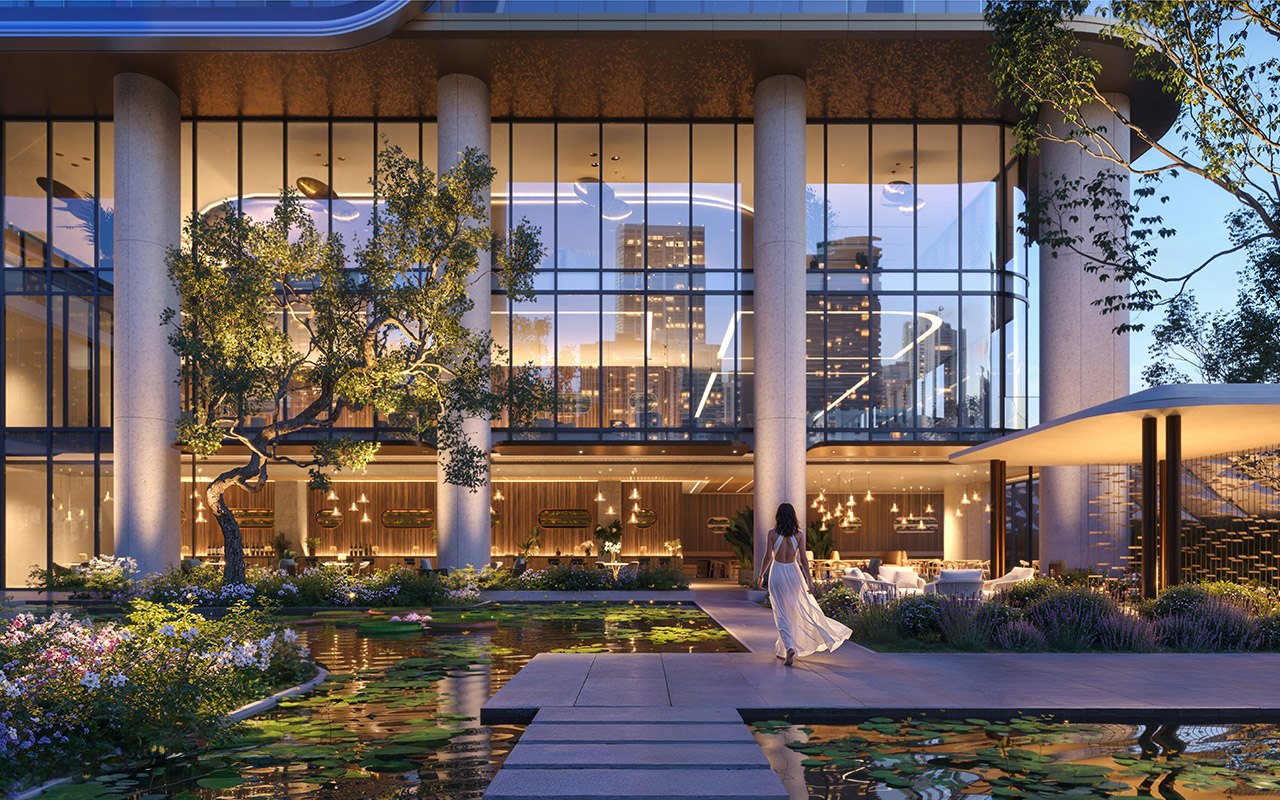 Rendering of the outdoor amenity deck at Anantara Resort & Residences Miami