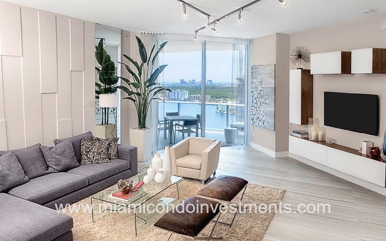 Marina Palms South condo living room