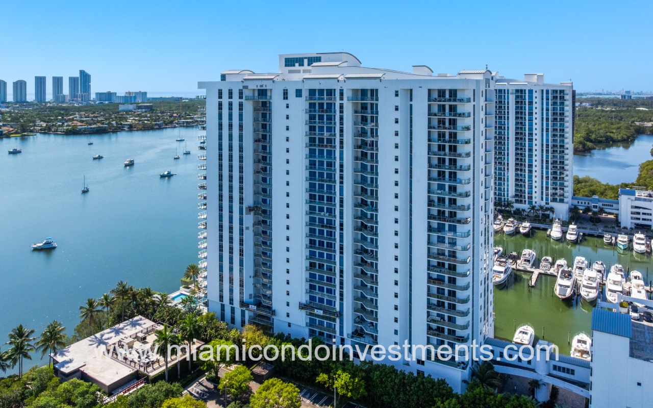 Marina Palms North drone angle view of condo building