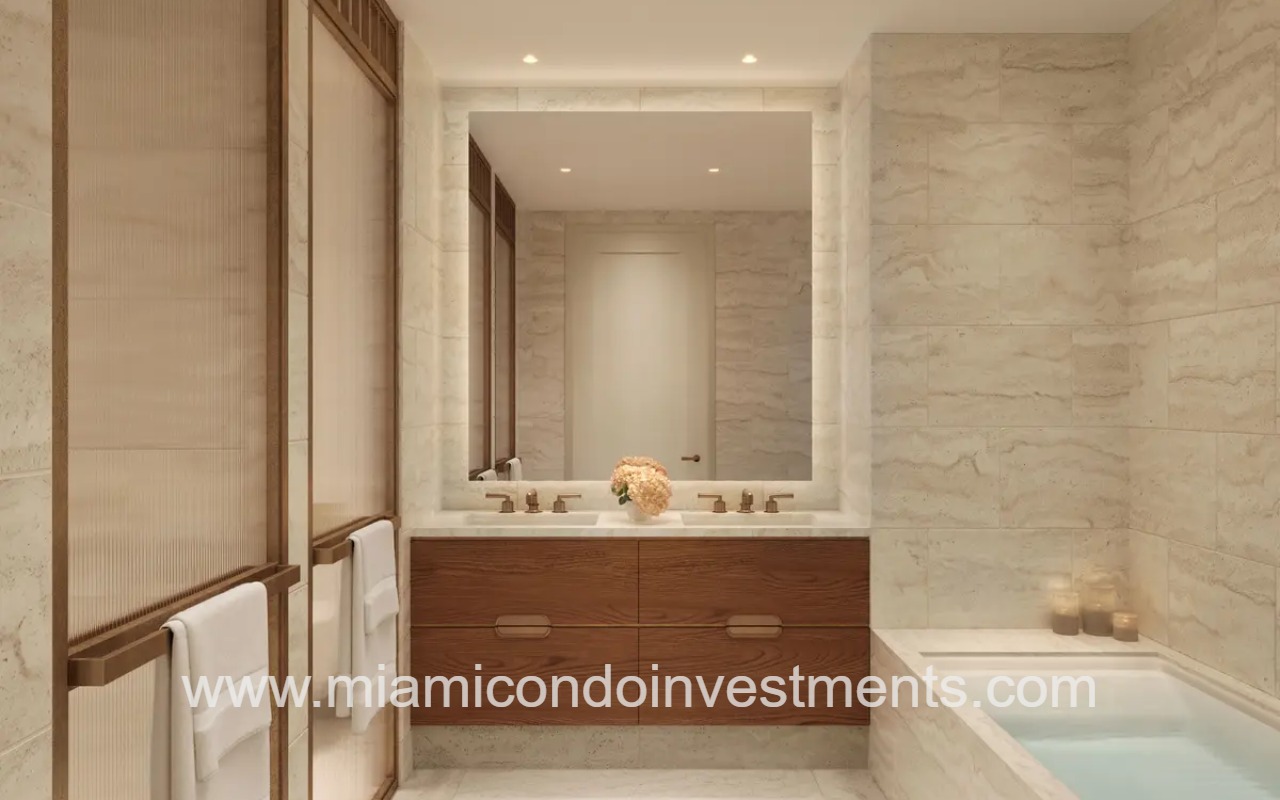 Ocean Terrace Residences primary bathroom vanity and tub