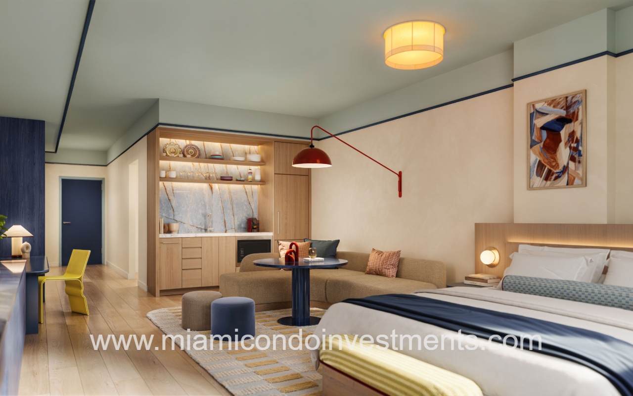 DUOS Wynwood suite with sofa and bed area