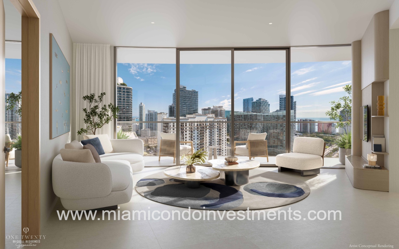 One Twenty Brickell Signature living room