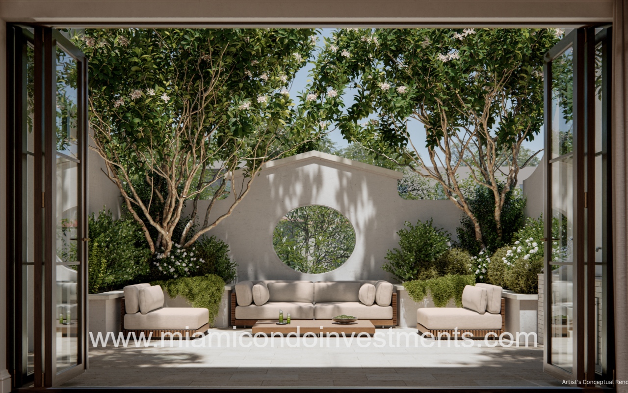The George terrace view through fully open bi-folding doors